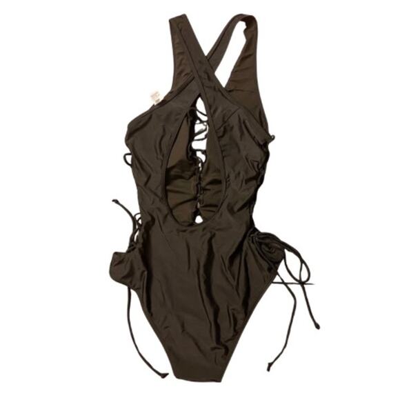 NWT Sexy Chic Black Lace-Up One Piece Swimsuit (L) - Picture 7 of 7